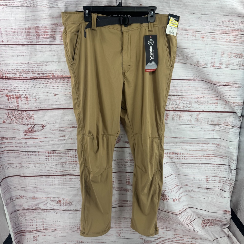 Wrangler ATG Pants Mens 38x32 Jogger Khaki Hiking Belt Performance Utility NEW